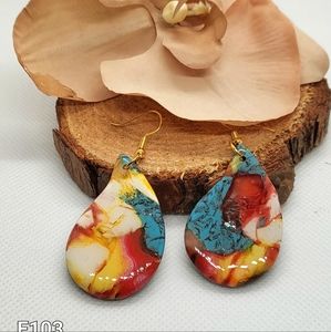 Faux Oyster Turquoise Earrings